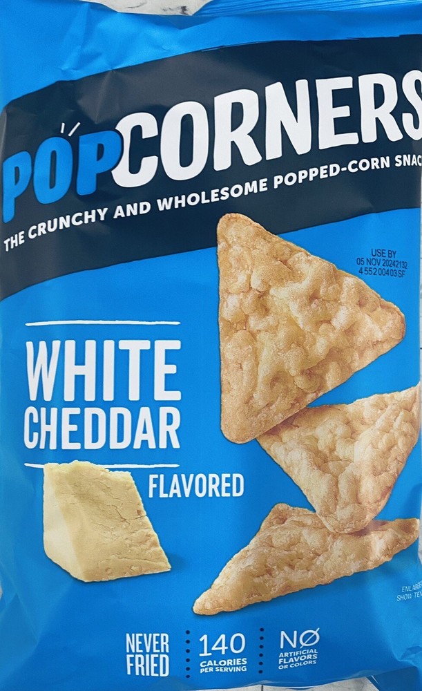 Popcorners WHITE CHEDDAR Popped Corn Crisps Snacks 7 oz Bag