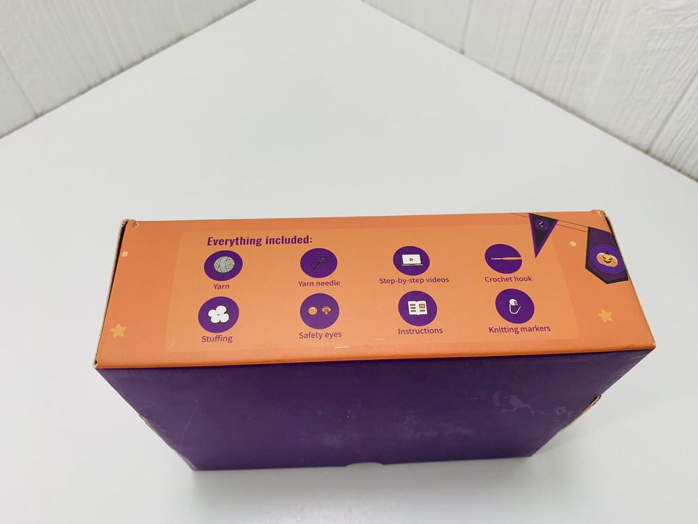 Halloween Crochet Kit Complete Includes Yarn, Needle, Hook, Eyes, Stuffing