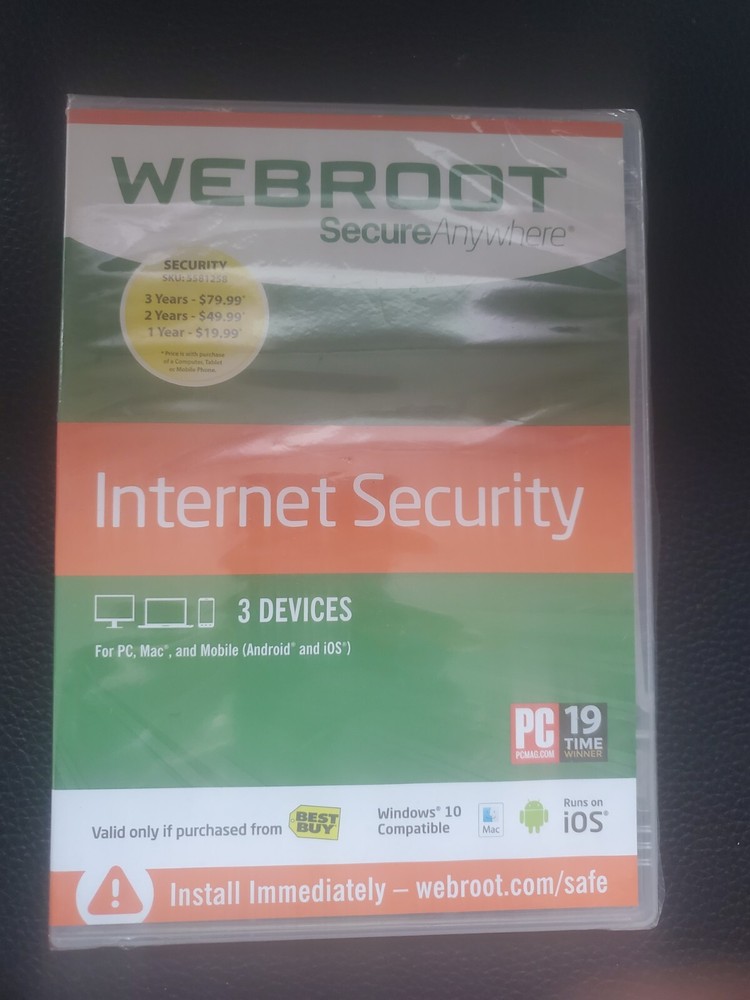 WEBROOT Secure Anywhere Internet Security - Antivirus 3 Devices NEW SEALED