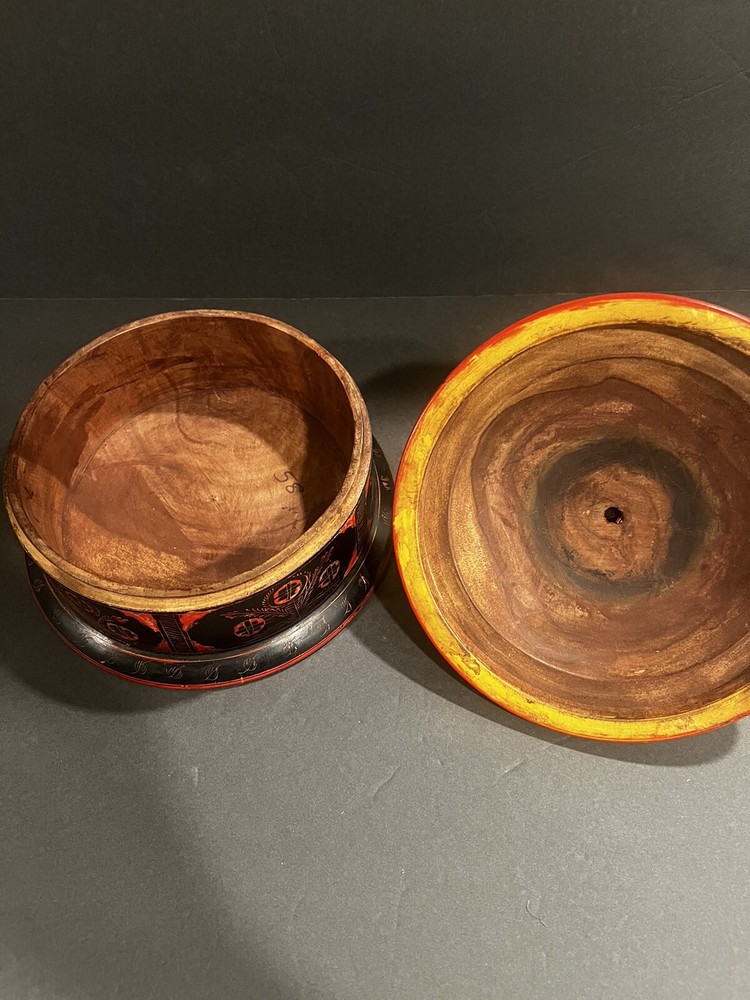 Afghani Spice Bowl Red And Black Vintage