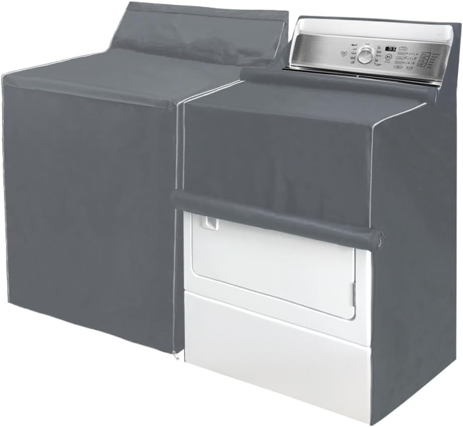 Grey Washer and Dryer Covers, Waterproof, Dustproof & Easy Access Design