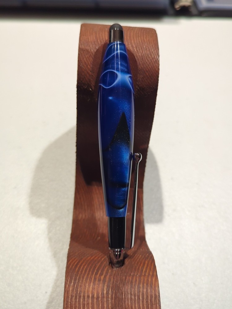 Handmade Acrylic Stylus Blue With Chrome Trim