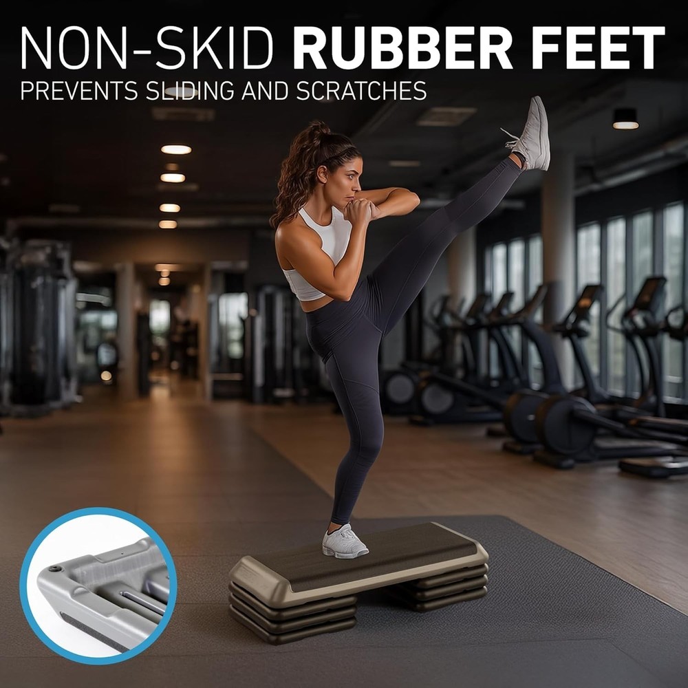 The STEP Aerobic Platform with 4 Adjustable Risers for Home Workouts