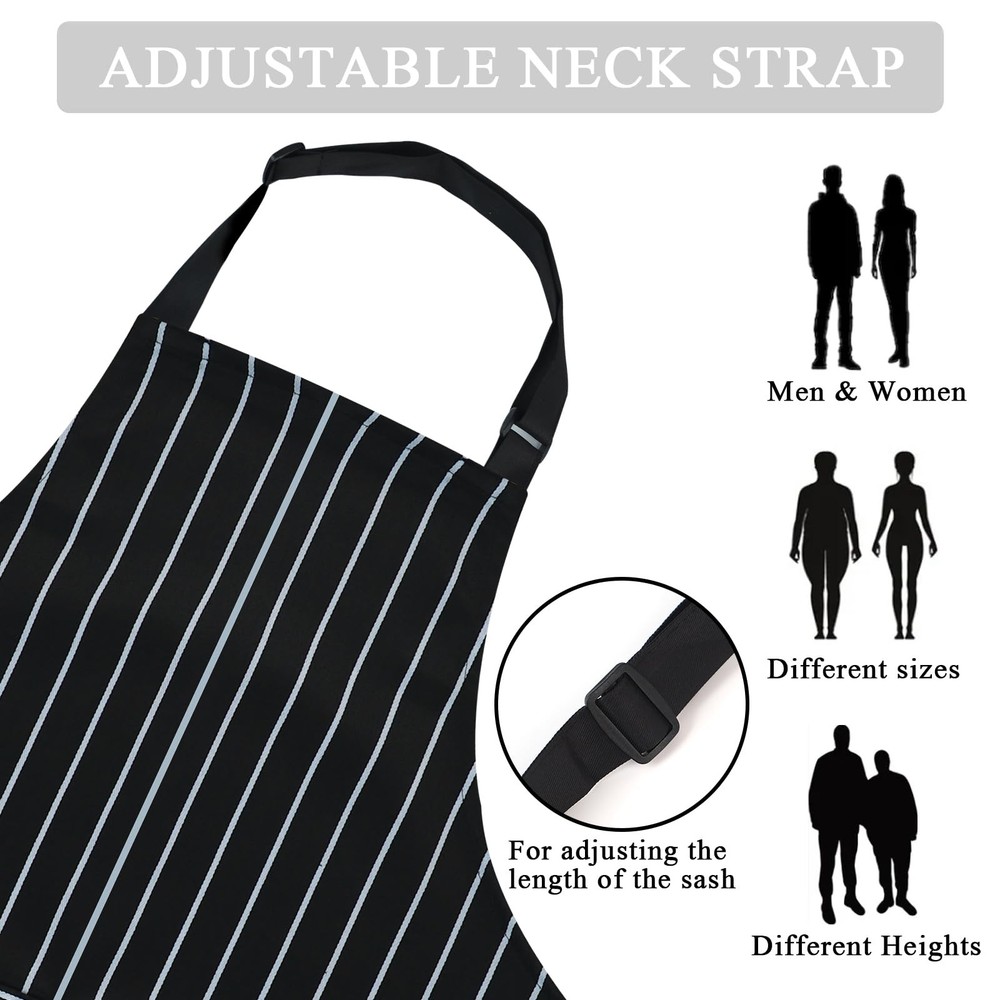 2 Pack Apron - Unisex, Adjustable Bib Kitchen Apron, Cooking Apron, Aprons fo...