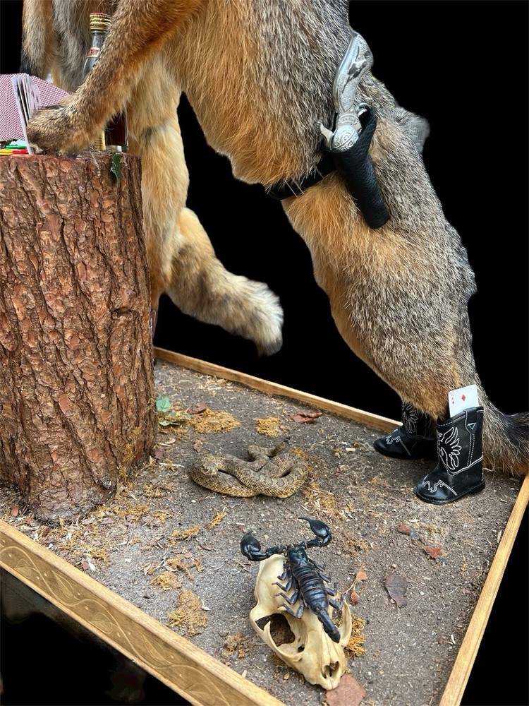 Taxidermy Foxes Playing Poker