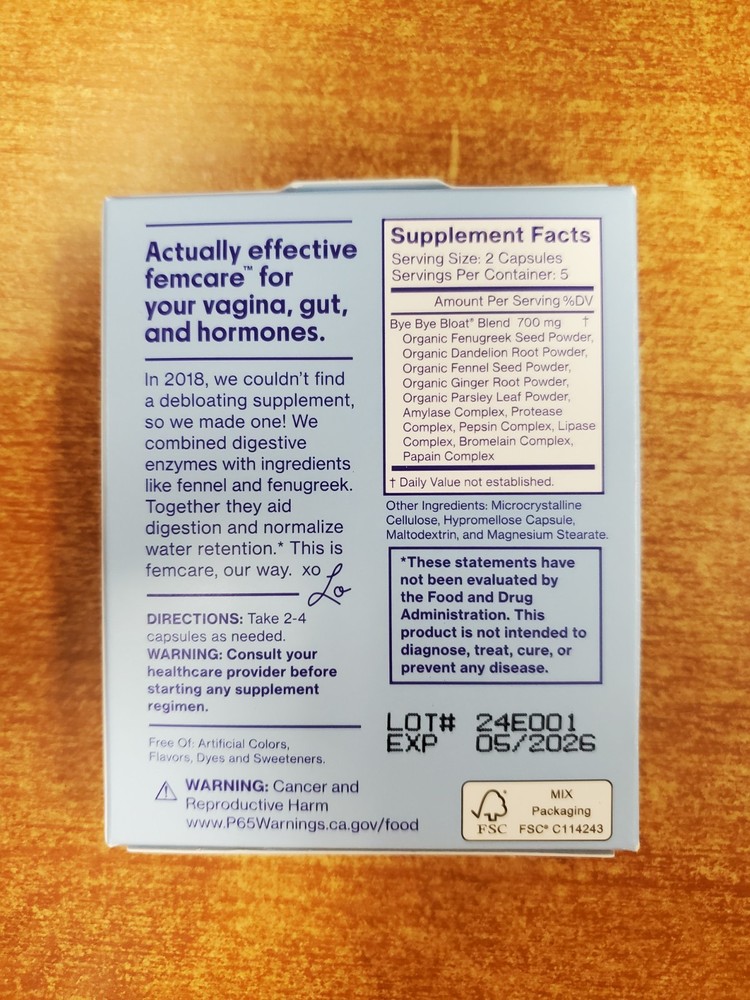 Love Wellness Bye Bye Bloat Debloating Capsules 10 Capsules Exp. 5/26 E17C