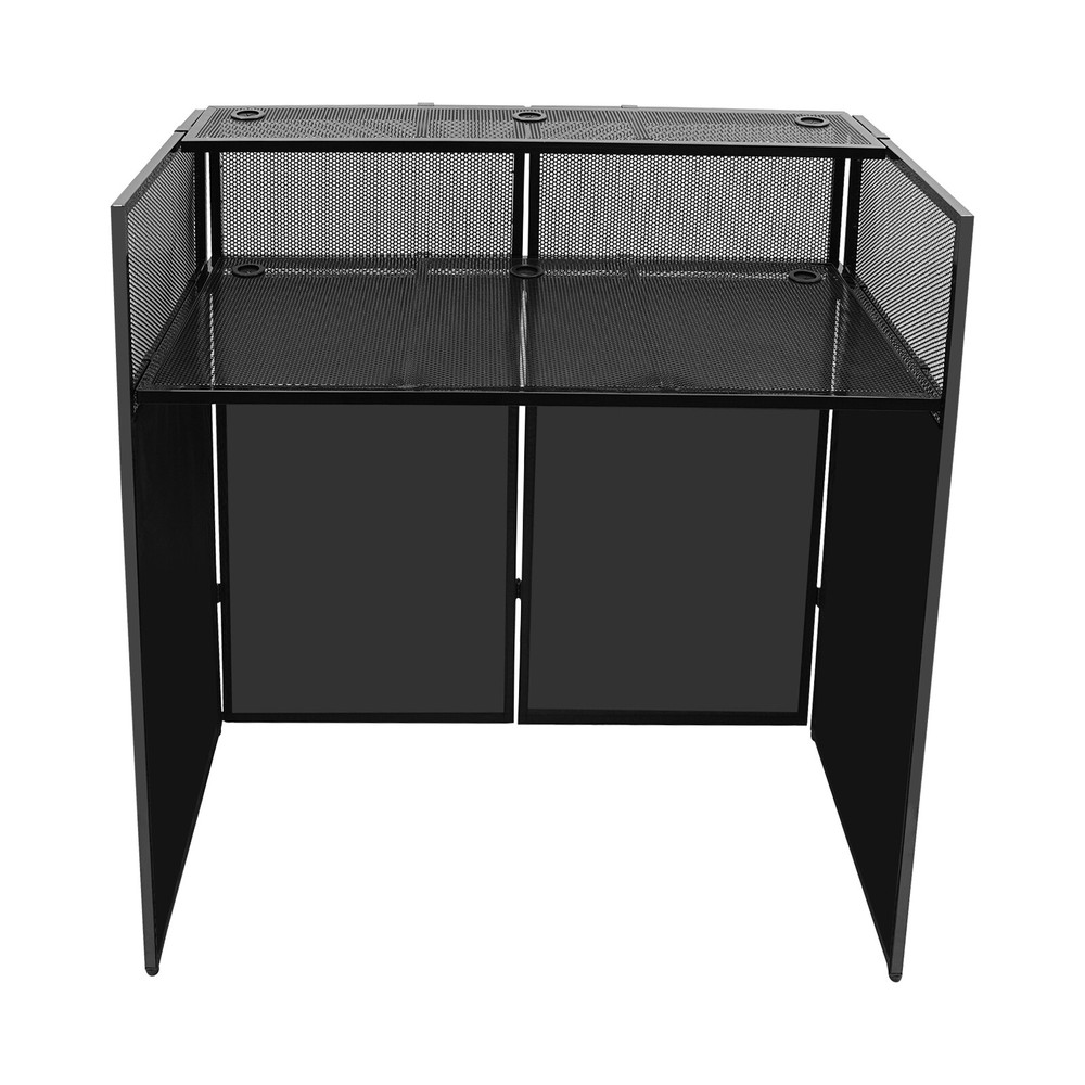 Foldable DJ Booth Stand DJ Booth Facade Table DJ Controller Stand with Casters