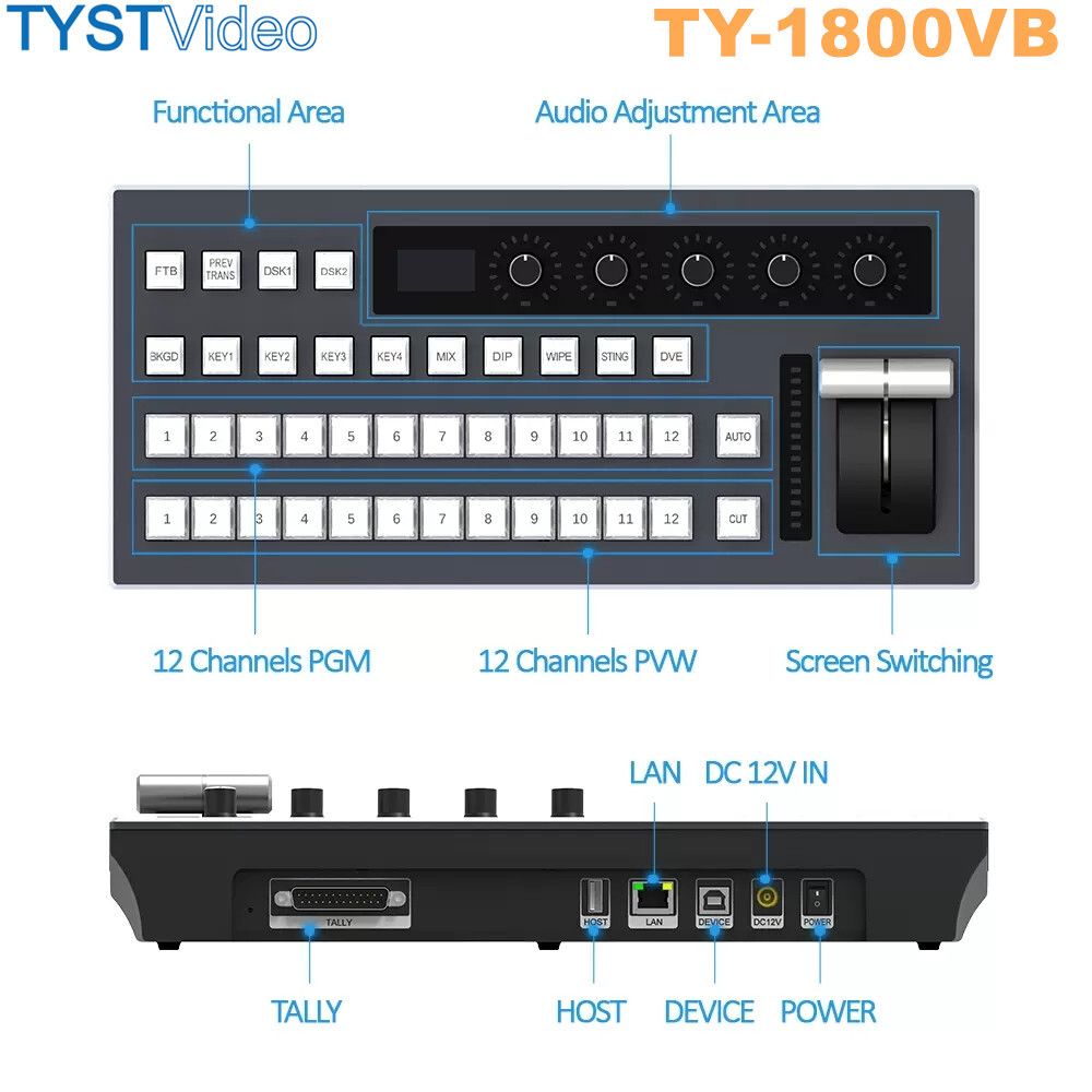 TYST TY-1800VB VMix Video Switcher Panel Compatible with Blackmagic Design BMD