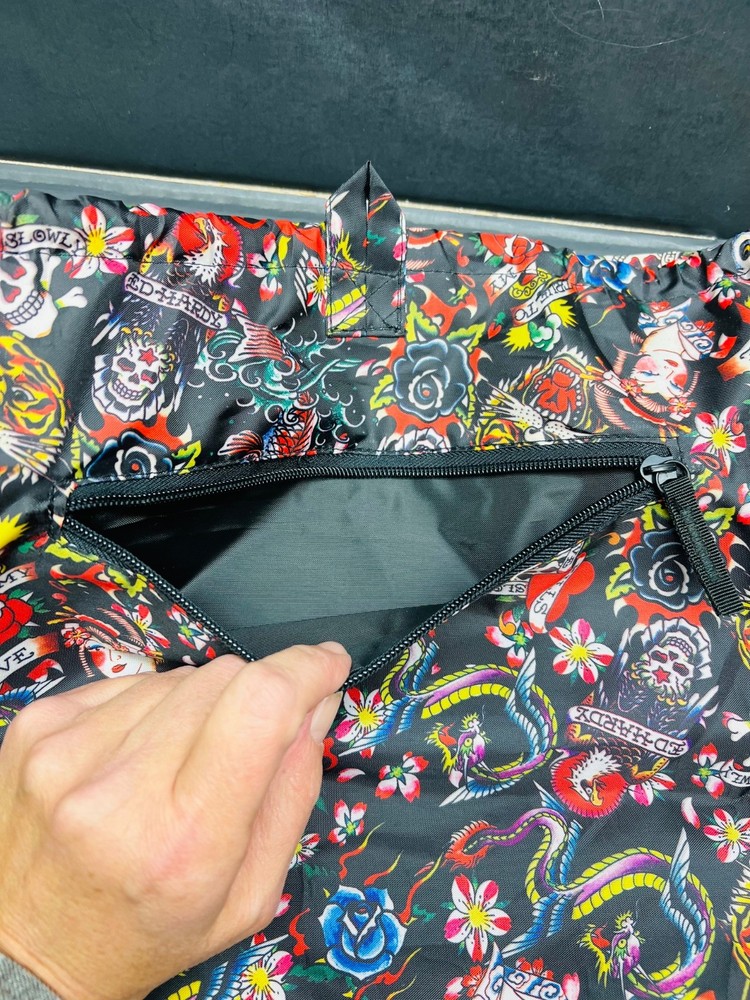 ed hardy nylon drawstring backpack love kills slowly