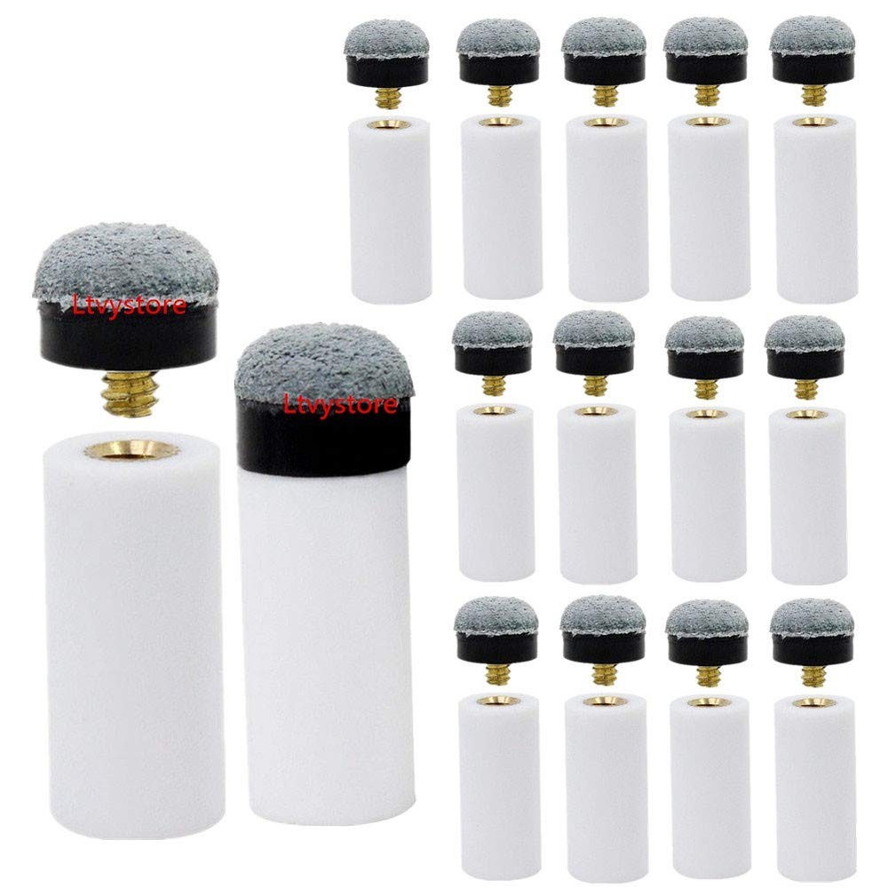 30 PCS 13mm Soft Grey Cue Tips Billiard Replacement ScrewOn Stick Ferrules