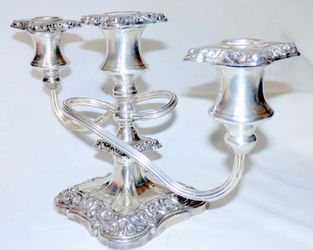Three (3) Arm Silver Plate Candelabra - Very Nice!