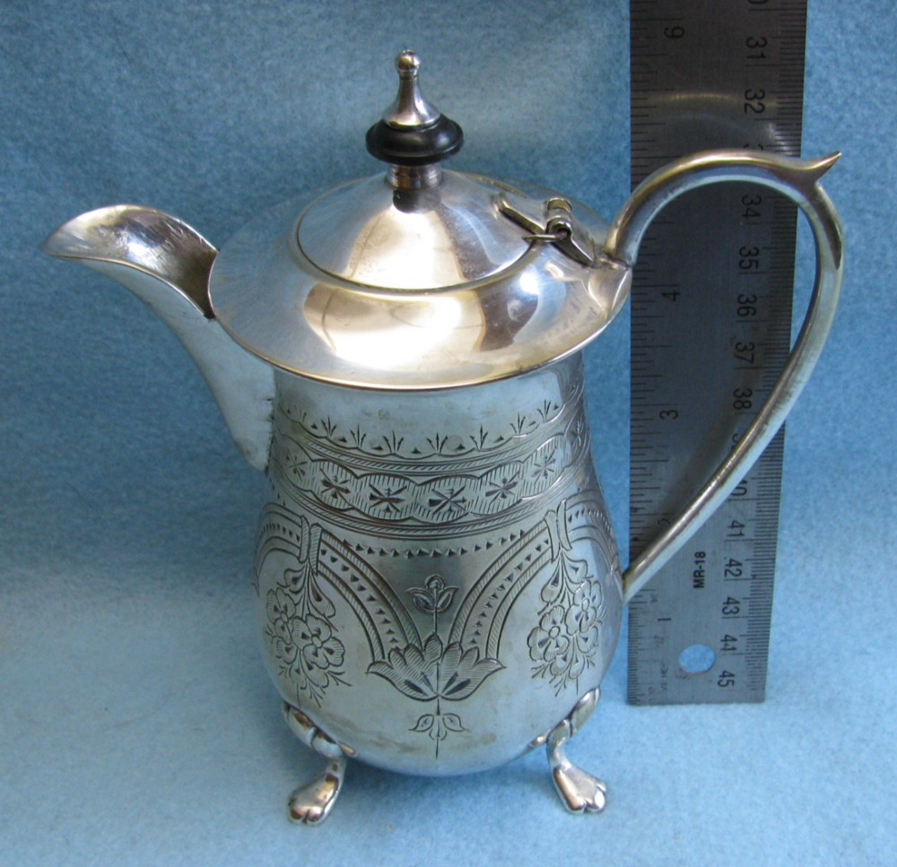Vintage E.P.N.S. A1, Silverplate Syrup Pitcher, Engraved Beautiful