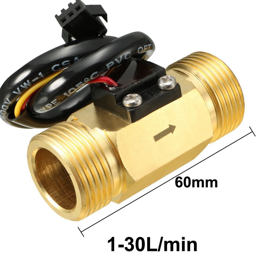 uxcell G1/2" Hall Effect Liquid Water Flow Sensor Switch Flowmeter G1/2