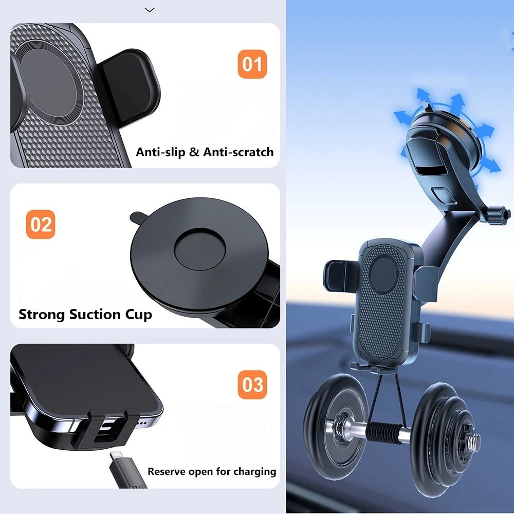 360° Dashboard Mount Holder Car Stand Windshield For Mobile Cell Phone GPS