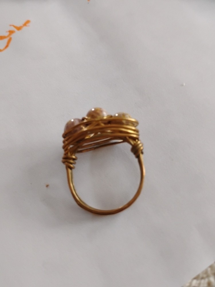 Vtg Brass Wire Rapped Ring Sz 9