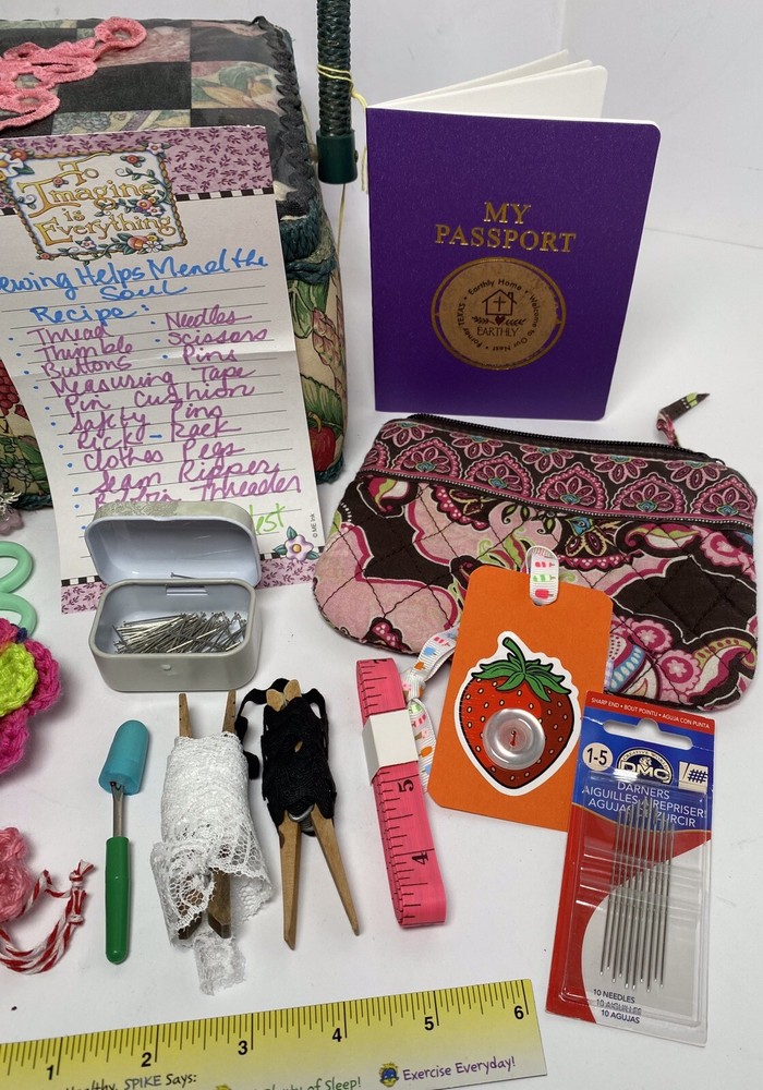 Sewing Basket Box Notions Kit Garden Check 48
