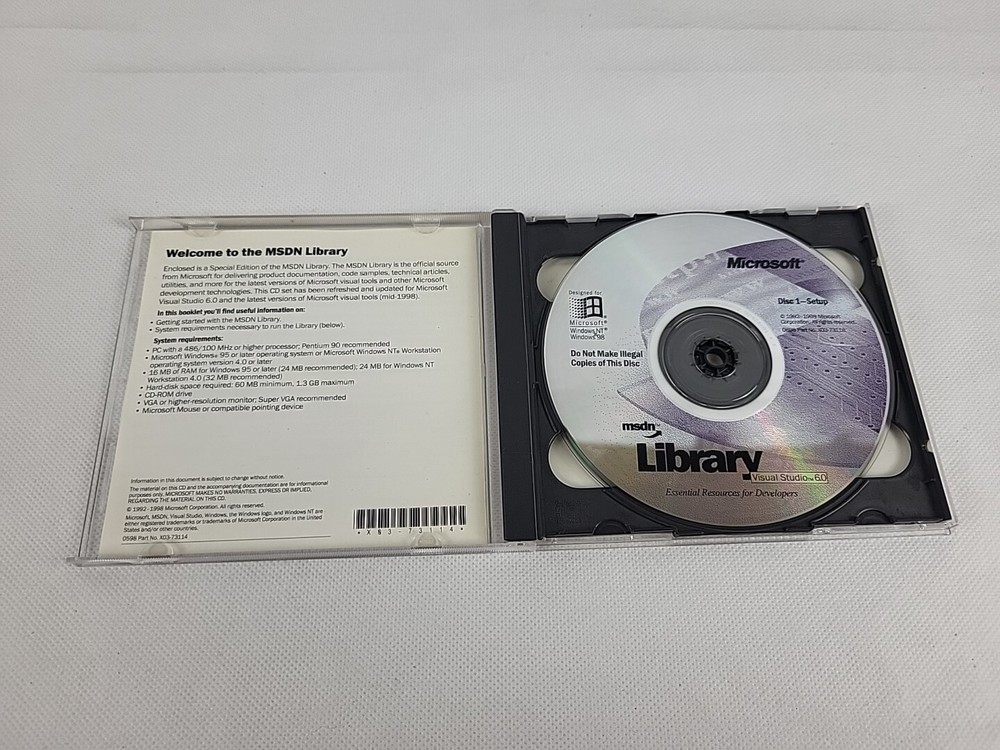 Microsoft MSDN Library Visual Studio 6.0 2 Disc With Code Tested and Working