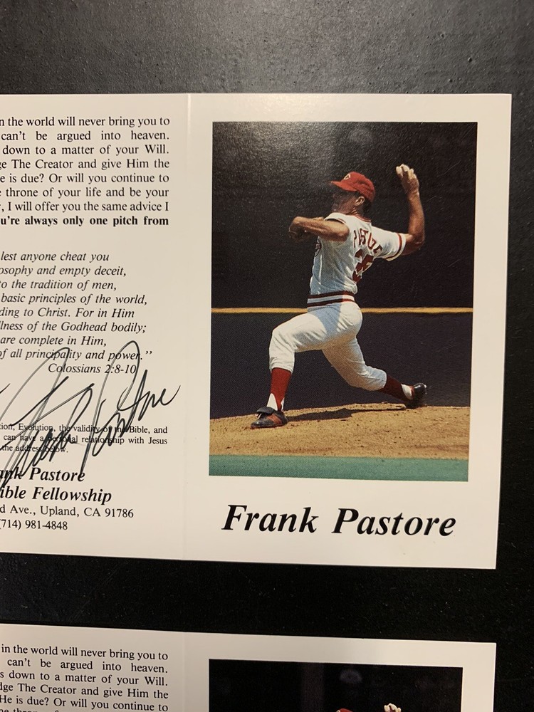 FRANK PASTORE 2 AUTOGRAPHED SIGNED CARDS CINCINNATI REDS DECEASED.
