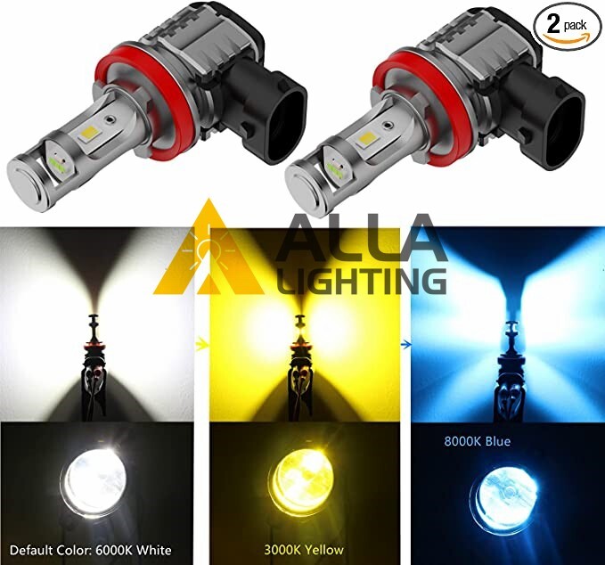 3-Color Switchback LED Fog Light Bulbs,H11 Fog Lamps for Toyota,White Yellow Blu