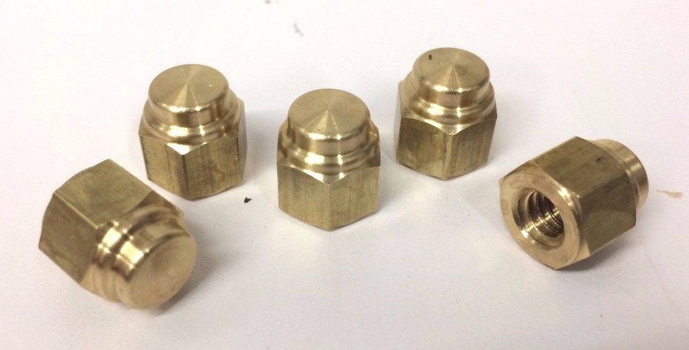 5 BRASS FLAT TOP HAT CAP NUTS 3/8"-24