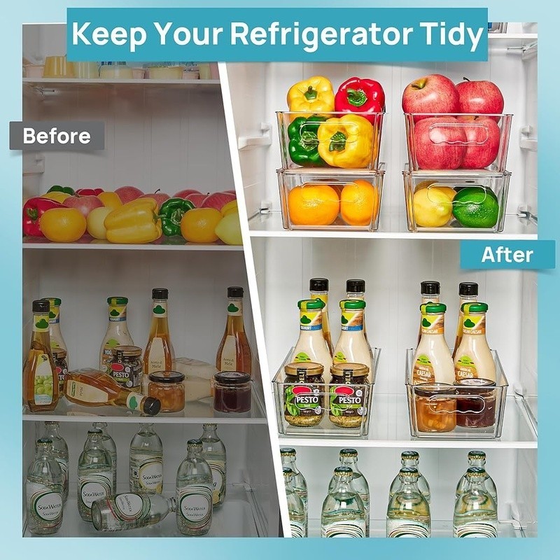 Clear Plastic Storage Bins W/ Lids Kitchen Pantry Organization & Refrigerator US