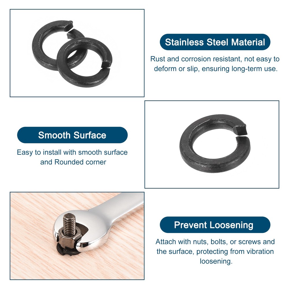 M6 Split Lock Washer, 150Pcs Carbon Steel Spring Lock Washers