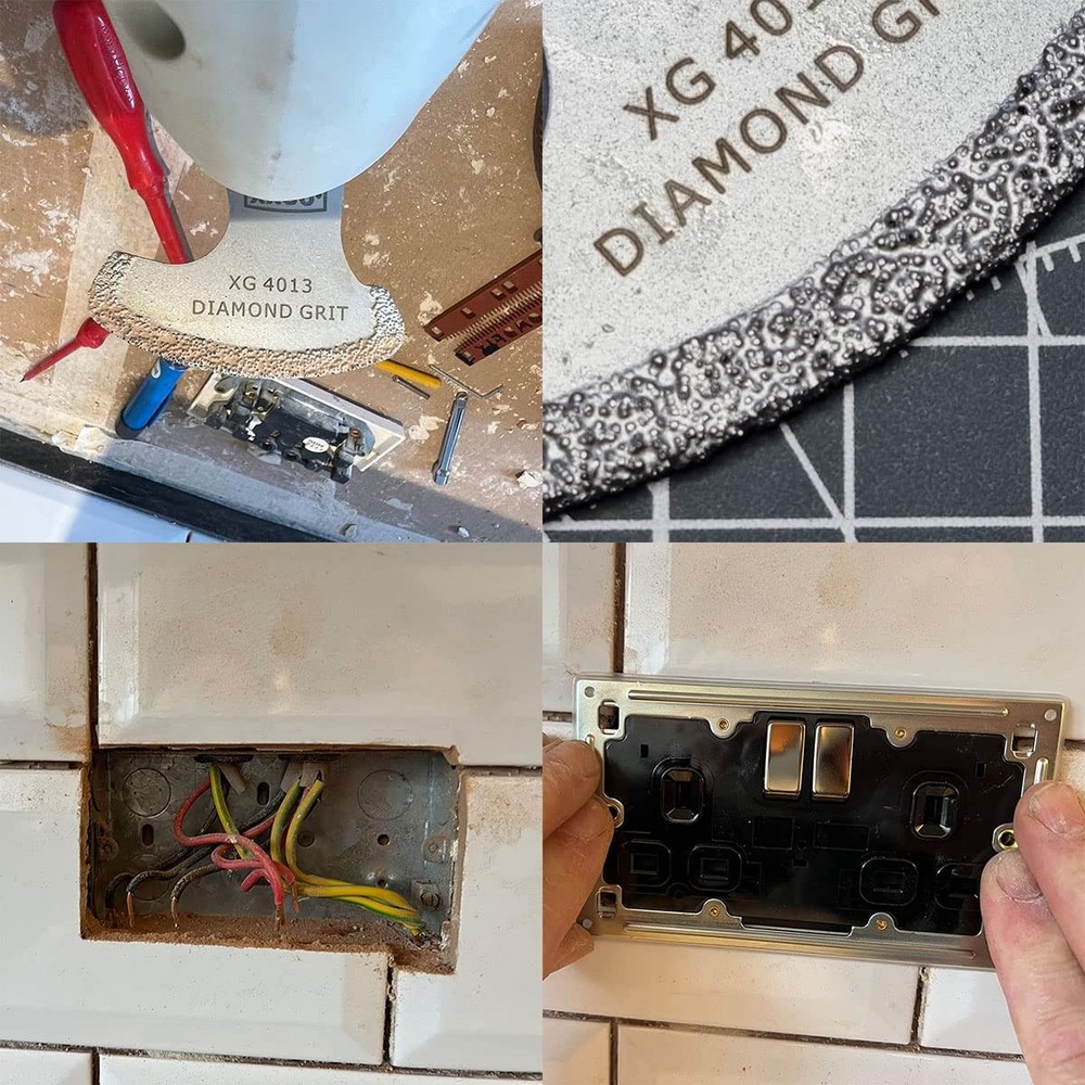 XXGO 4 Pcs Diamond Oscillating Multi Tool 4 Blade Kits B, Silver