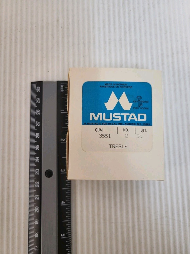 Mustad Treble Hooks 50 Count #2 3551 Bronzed