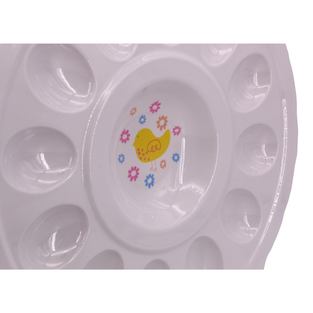 Easter Deviled Egg Serving Platter Plate 12 Egg Tray White Baby Chick 12 inch