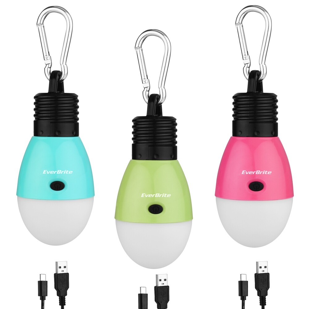 EverBrite 3PACK Rechargeable Camping LED Bulb 3 Lighting Mode USB LED Tent Light