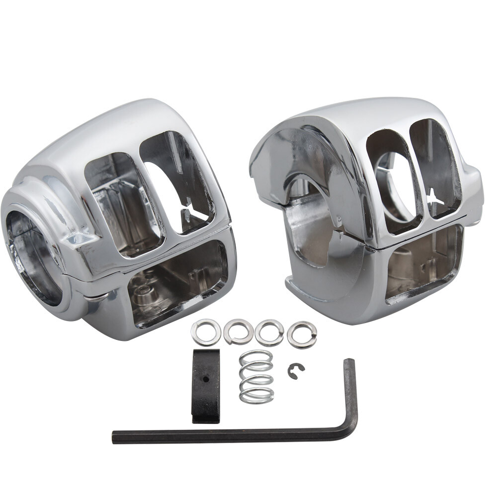 Chrome Handlebar Control Switch Housing Cover Kits For Harley Softail Heritage