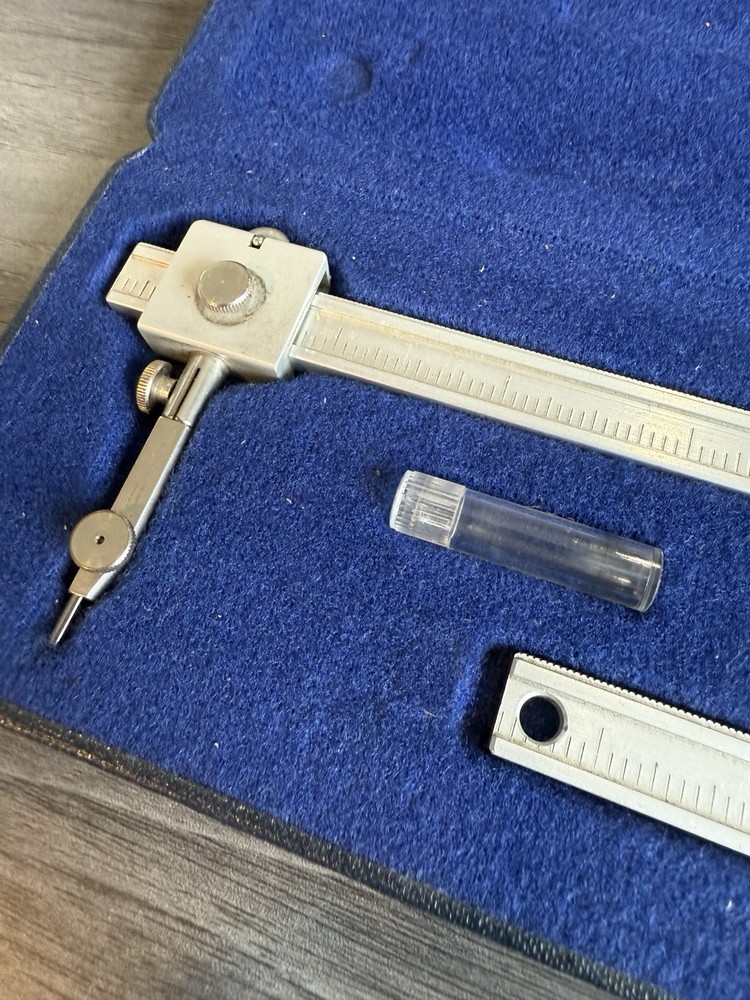 Teledyne Post Beam Compass Drafting Tool Set Original Case Germany 38JC-060