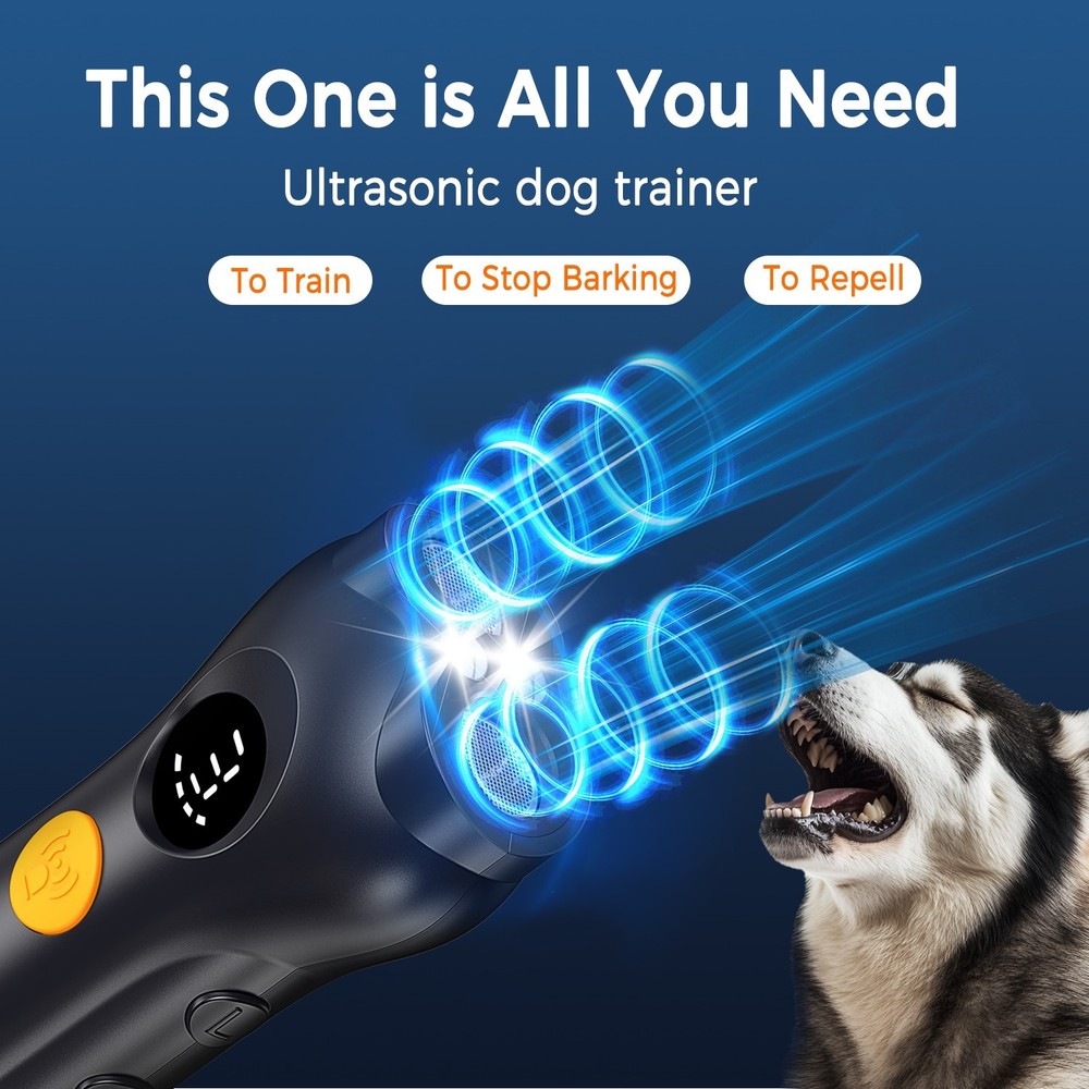 50 Ft Range Ultrasonic No Bark Stopper Barking Deterrent Training Device BLACK