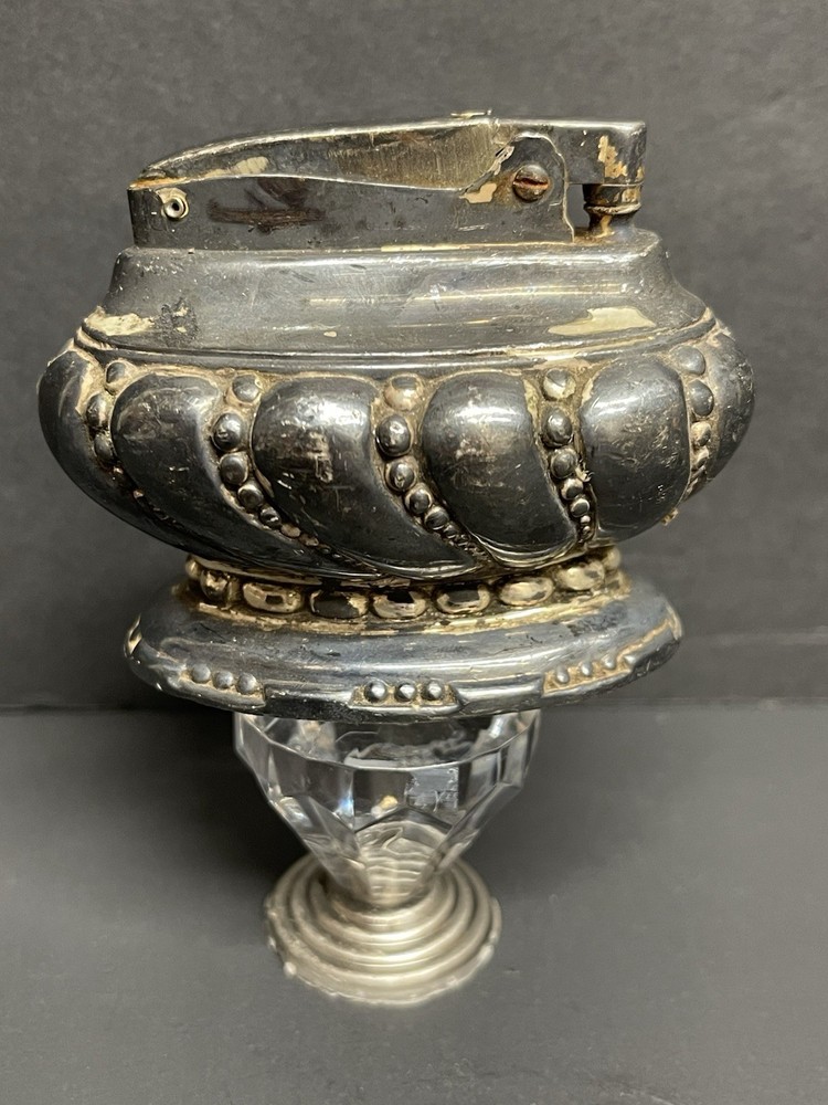 Vintage Ronson Crown Table Lighter Silver-Plated Coffee Table Lighter U.S.A.