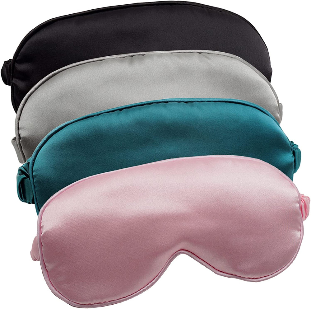 4 Pack Satin Sleep Eye Cover Soft Shading Eyeshade Elastic Strap Set