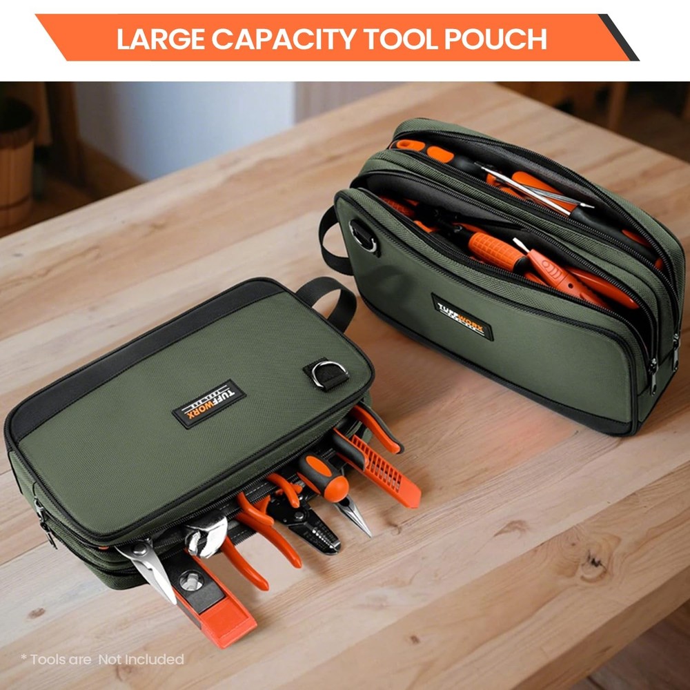 Tool Bag, Dual Compartment Storage Pouch (Gray)