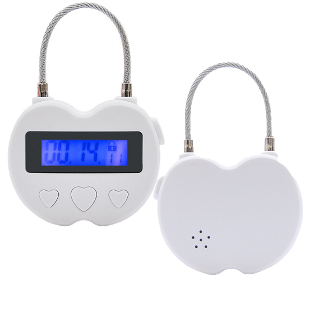 2x White USB Rechargeable Smart Times Lock LCD Display Temporary Timer Padlock