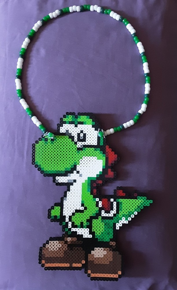 Yoshi Perler Bead Necklace