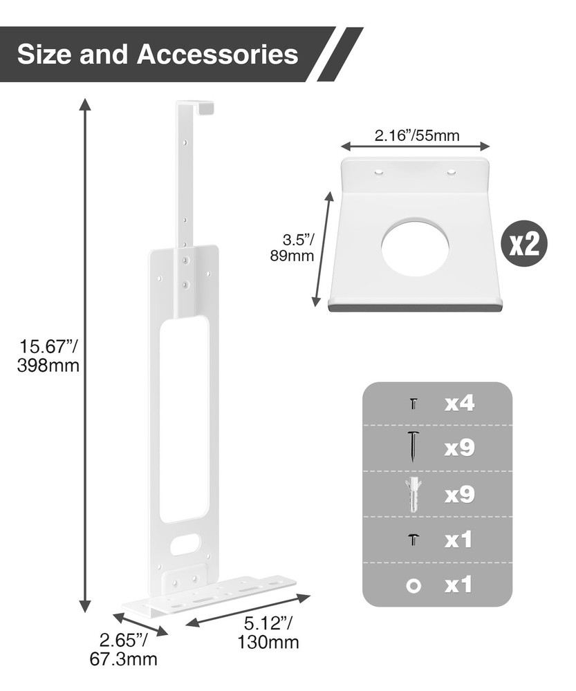 Upgraded Adjustable Console Holder Wall Mount for PS5: Black Gaming White