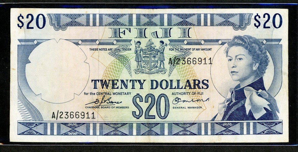Fiji 1974 20 Dollars,P75b,VF