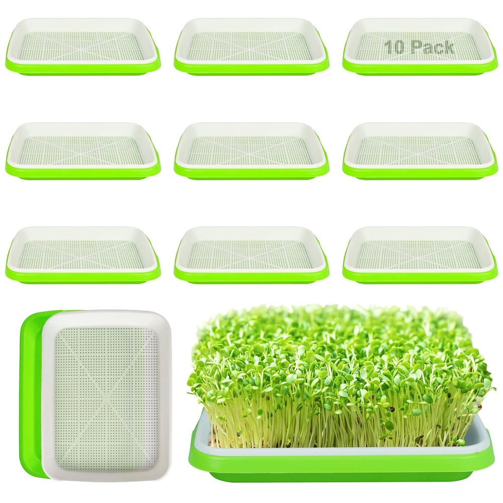 Seed Sprouting Tray, 10 Packs Microgreens Growing Trays Big Capacity Sprouts