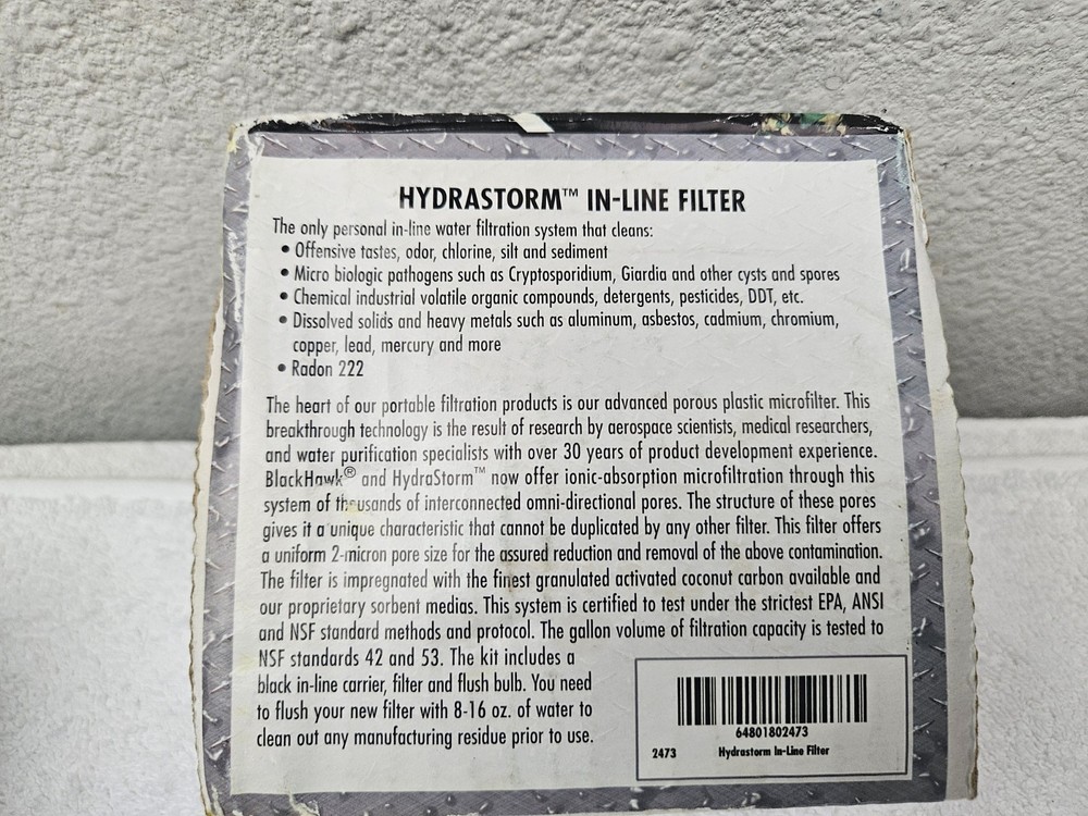 BLACKHAWK HYDRASTORM INLINE FILTER 2473 NEW SEALED