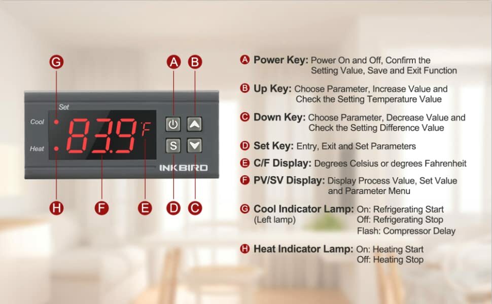Inkbird Digital Temperature Controller ITC1000 110V Programmable Thermostat Heat