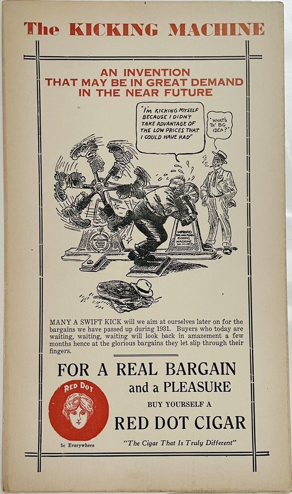 RED DOT CIGAR ADVERTISING DISPLAY CARD