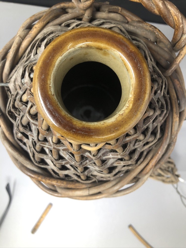 wicker Covered Stoneware Cider Flagon #619