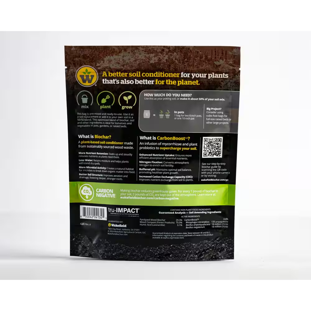 Biochar Blend with Carbonboostfor Tomatoes and Vegetables, Soil Amendment-2 Qt.