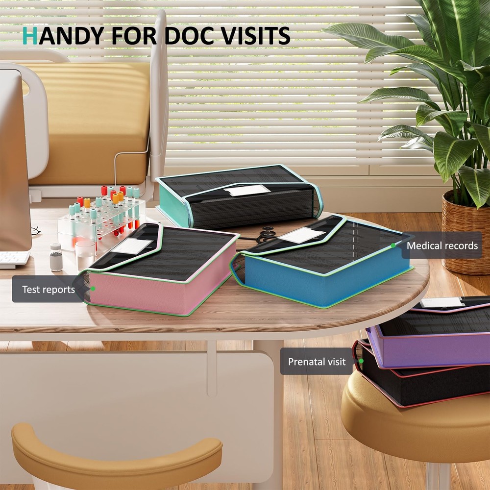 Plastic Expanding File Folder, Black Transparent Envelopes with Snap Closure,...