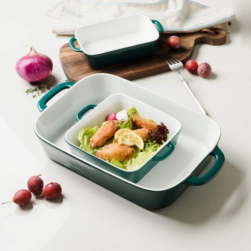 Sophisticated Rectangular Bakeware Set - Non-Stick, Dishwasher Safe Ceramic Pans