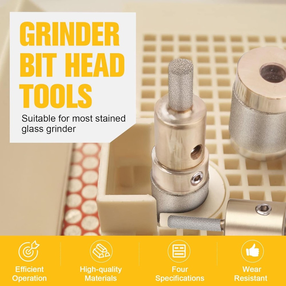 Diamond Grinder Bit Head Tools for Stained Glass - 4 Sizes