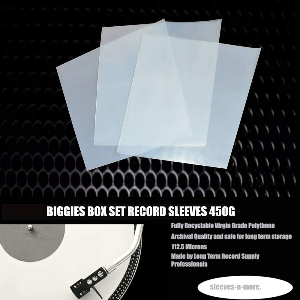 3 Small Vinyl Box Set 450 Gauge Plastic Polythene Outer Record Sleeves Covers